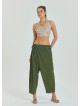 Green Women's Casual Trousers with Adjustable Waist and Rope Detail 4580